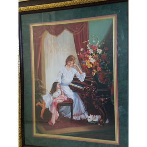 Home Interiors "Piano Lessons" 1978 Litho Print Signed Di Giamoco 33.5x27 Inches